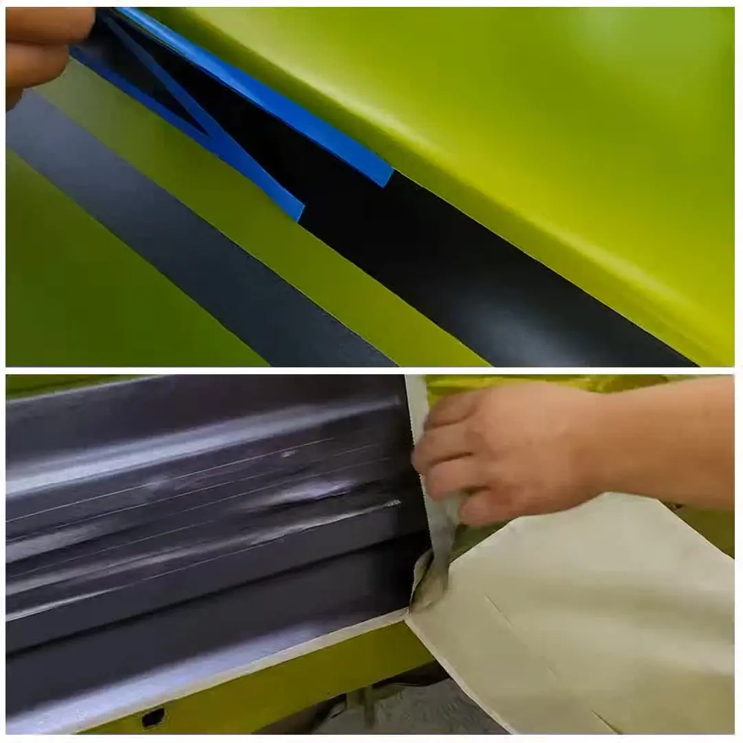 Detalle de las franjas aplicadas en el Maverick verde